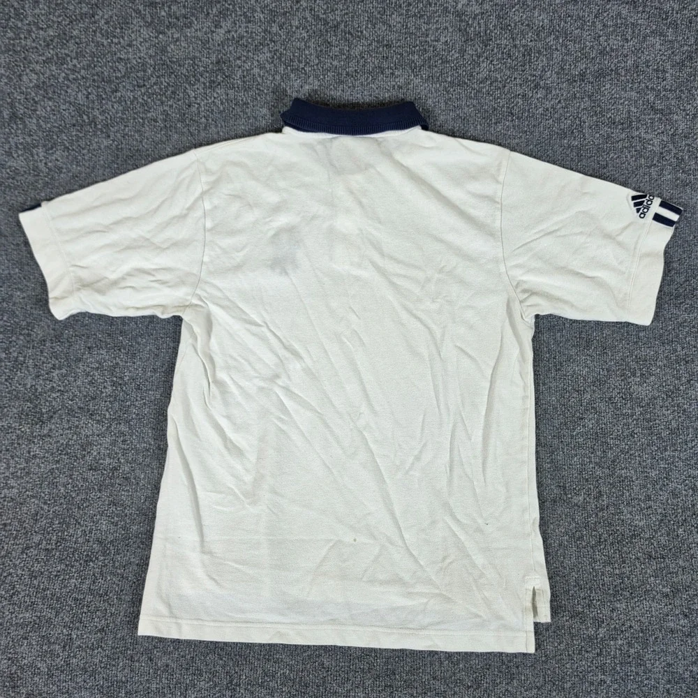 Vintage Adidas New York Yankees MLB Polo Shirt Mens Medium White Navy Blue 90s
